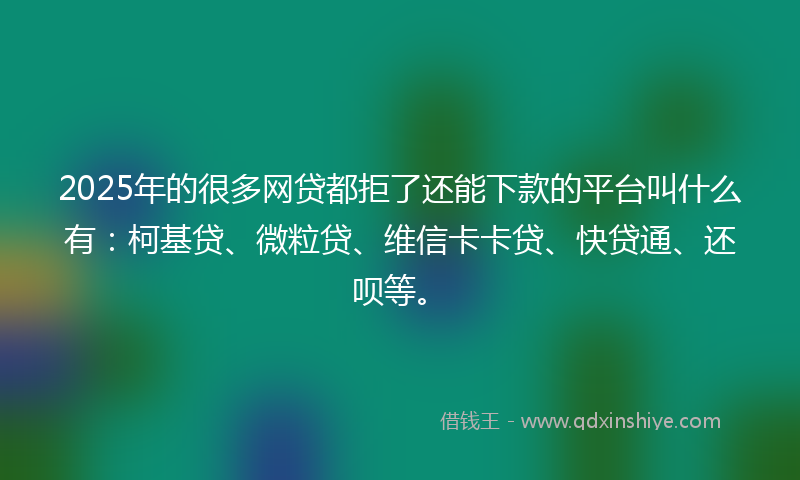 2025年的很多网贷都拒了还能下款的平台叫什么有：柯基贷、微粒贷、维信卡卡贷、快贷通、还呗等。