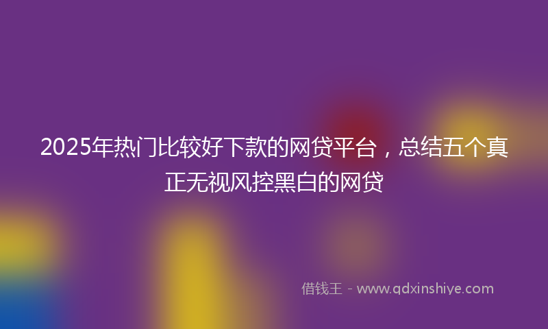 2025年热门比较好下款的网贷平台，总结五个真正无视风控黑白的网贷