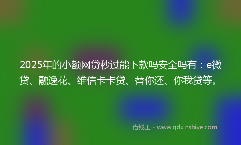 2025年的小额网贷秒过能下款吗安全吗有：e微贷、融逸花、维信卡卡贷、替你还、你我贷等。