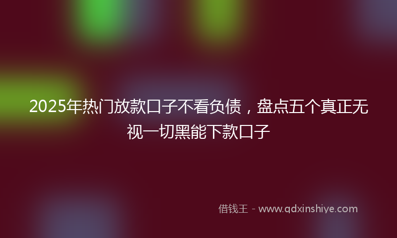 2025年热门放款口子不看负债，盘点五个真正无视一切黑能下款口子
