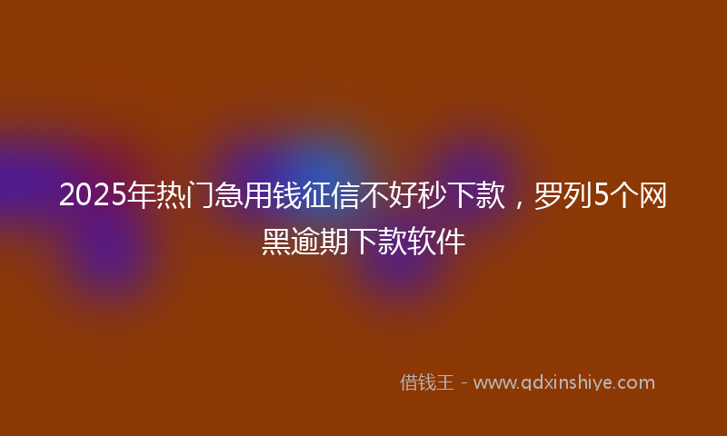 2025年热门急用钱征信不好秒下款，罗列5个网黑逾期下款软件