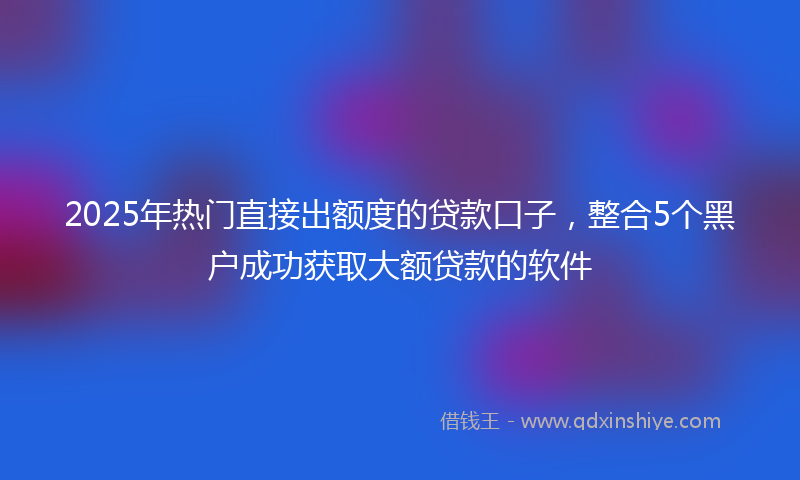 2025年热门直接出额度的贷款口子，整合5个黑户成功获取大额贷款的软件