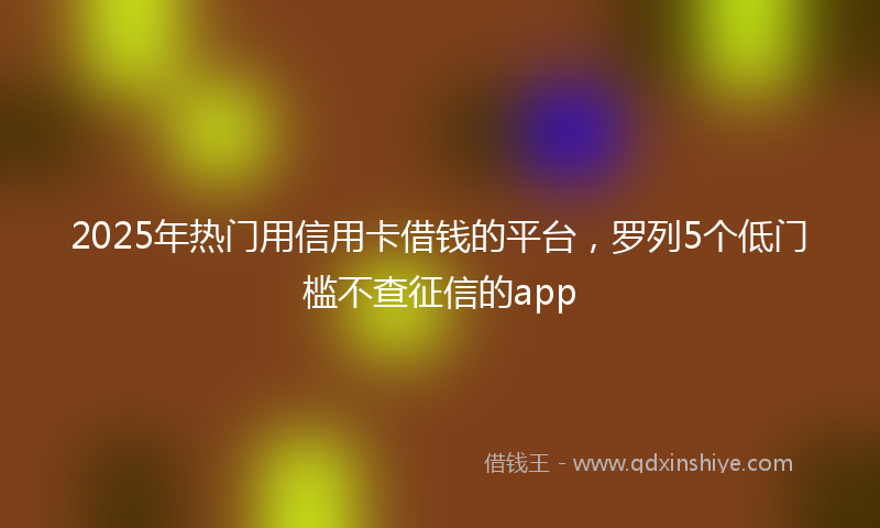 2025年热门用信用卡借钱的平台，罗列5个低门槛不查征信的app