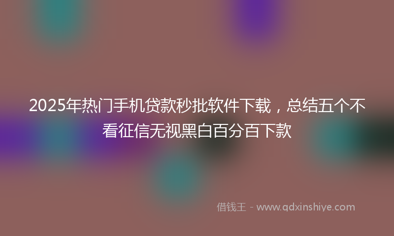 2025年热门手机贷款秒批软件下载，总结五个不看征信无视黑白百分百下款
