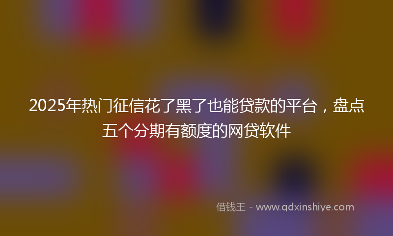 2025年热门征信花了黑了也能贷款的平台，盘点五个分期有额度的网贷软件