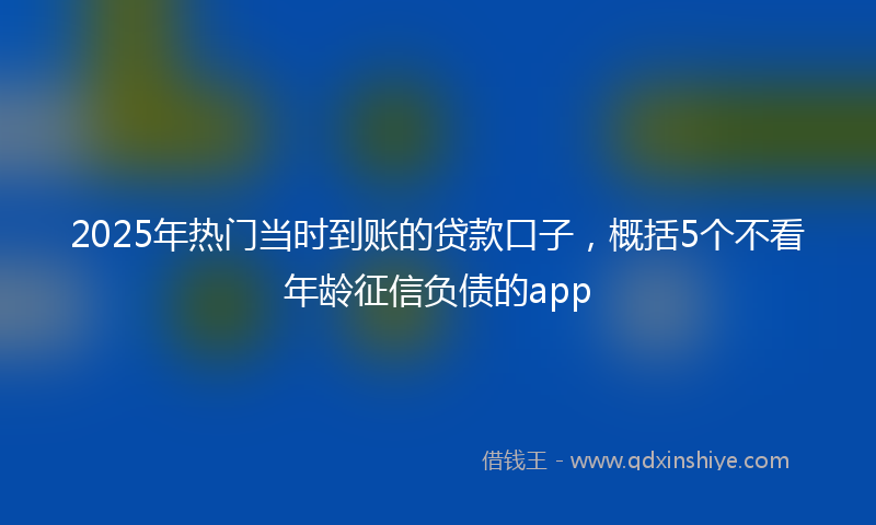 2025年热门当时到账的贷款口子，概括5个不看年龄征信负债的app