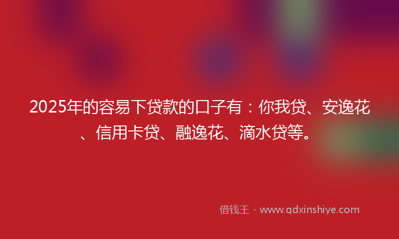 2025年的容易下贷款的口子有：你我贷、安逸花、信用卡贷、融逸花、滴水贷等。