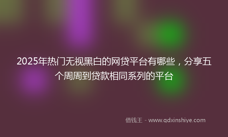 2025年热门无视黑白的网贷平台有哪些，分享五个周周到贷款相同系列的平台