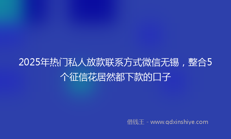 2025年热门私人放款联系方式微信无锡，整合5个征信花居然都下款的口子