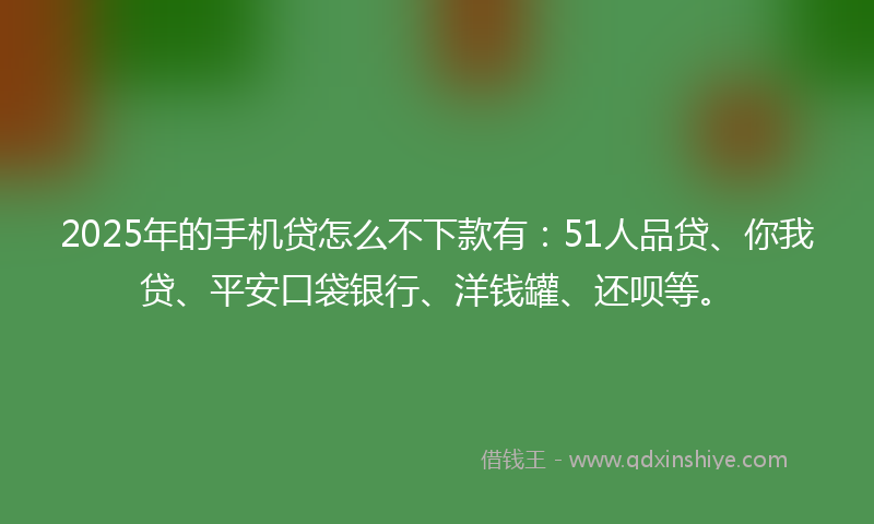 2025年的手机贷怎么不下款有：51人品贷、你我贷、平安口袋银行、洋钱罐、还呗等。