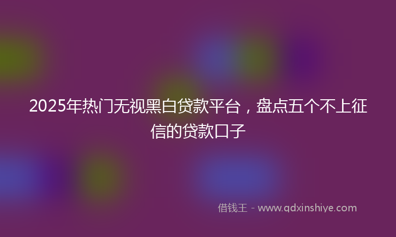 2025年热门无视黑白贷款平台，盘点五个不上征信的贷款口子