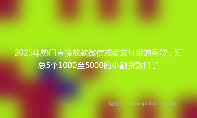 2025年热门直接放款微信或者支付宝的网贷，汇总5个1000至5000的小额贷款口子