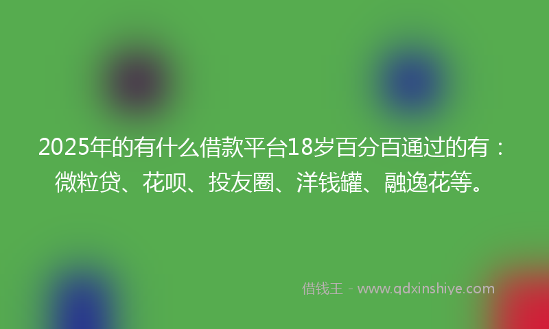 2025年的有什么借款平台18岁百分百通过的有：微粒贷、花呗、投友圈、洋钱罐、融逸花等。