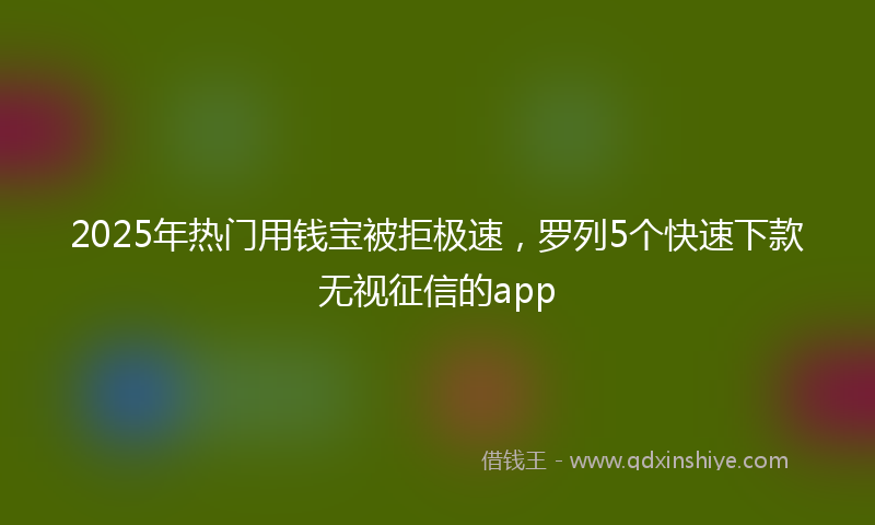 2025年热门用钱宝被拒极速，罗列5个快速下款无视征信的app