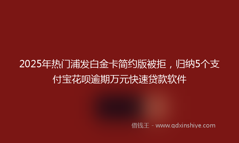 2025年热门浦发白金卡简约版被拒，归纳5个支付宝花呗逾期万元快速贷款软件