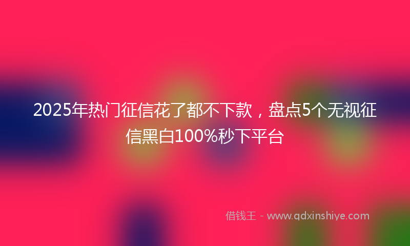 2025年热门征信花了都不下款，盘点5个无视征信黑白100%秒下平台