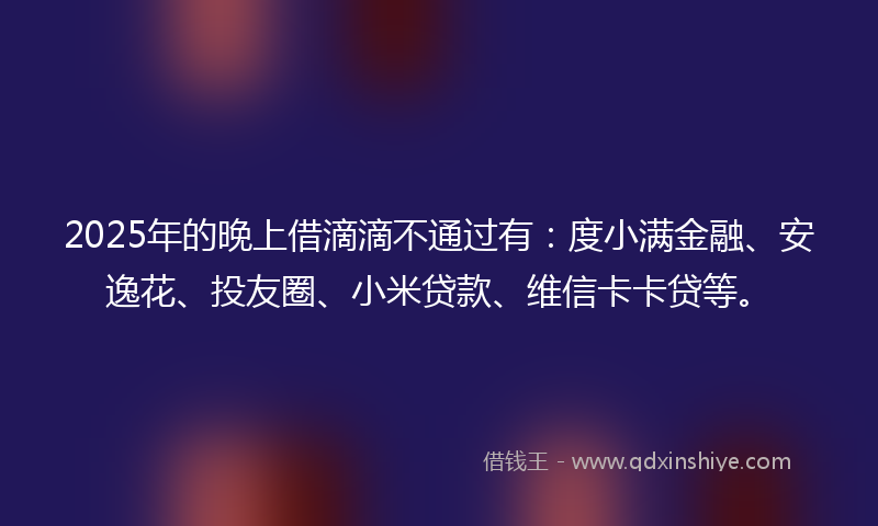 2025年的晚上借滴滴不通过有：度小满金融、安逸花、投友圈、小米贷款、维信卡卡贷等。