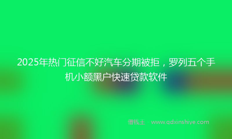 2025年热门征信不好汽车分期被拒，罗列五个手机小额黑户快速贷款软件