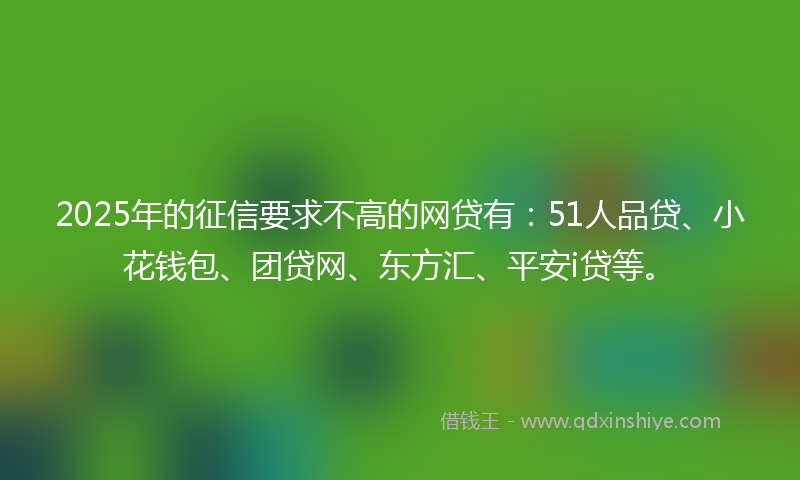 2025年的征信要求不高的网贷有：51人品贷、小花钱包、团贷网、东方汇、平安i贷等。