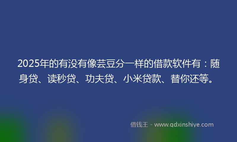 2025年的有没有像芸豆分一样的借款软件有：随身贷、读秒贷、功夫贷、小米贷款、替你还等。