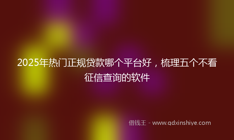 2025年热门正规贷款哪个平台好，梳理五个不看征信查询的软件