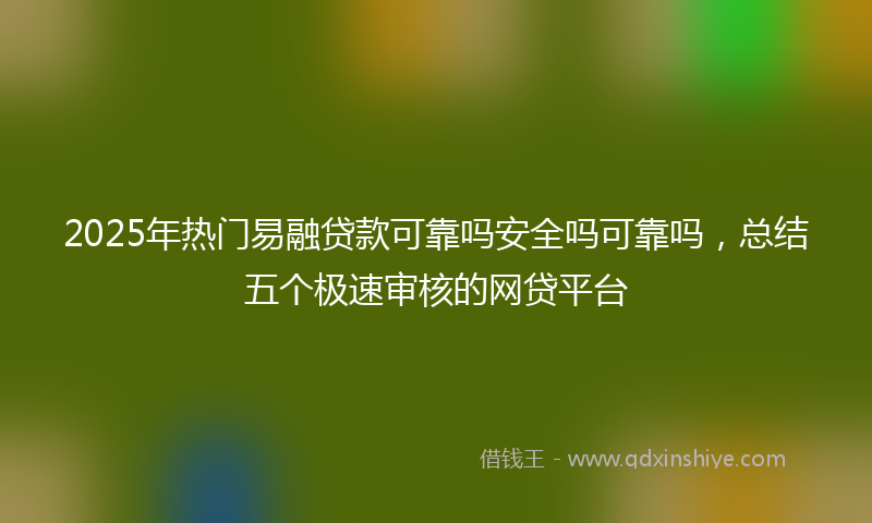 2025年热门易融贷款可靠吗安全吗可靠吗，总结五个极速审核的网贷平台