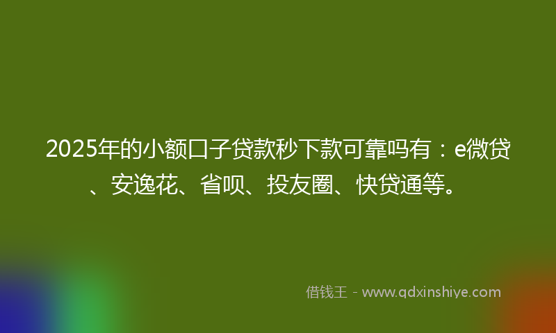 2025年的小额口子贷款秒下款可靠吗有：e微贷、安逸花、省呗、投友圈、快贷通等。