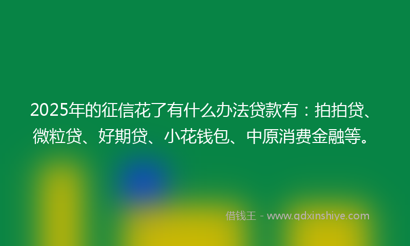 2025年的征信花了有什么办法贷款有：拍拍贷、微粒贷、好期贷、小花钱包、中原消费金融等。