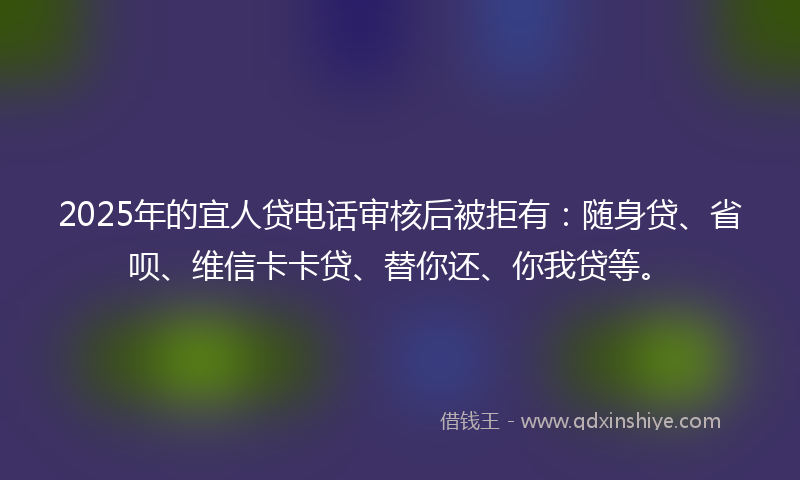2025年的宜人贷电话审核后被拒有：随身贷、省呗、维信卡卡贷、替你还、你我贷等。