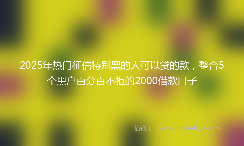 2025年热门征信特别黑的人可以贷的款，整合5个黑户百分百不拒的2000借款口子