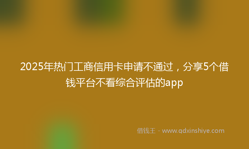 2025年热门工商信用卡申请不通过，分享5个借钱平台不看综合评估的app