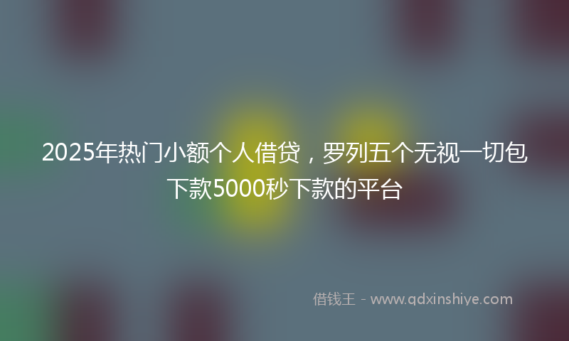 2025年热门小额个人借贷，罗列五个无视一切包下款5000秒下款的平台
