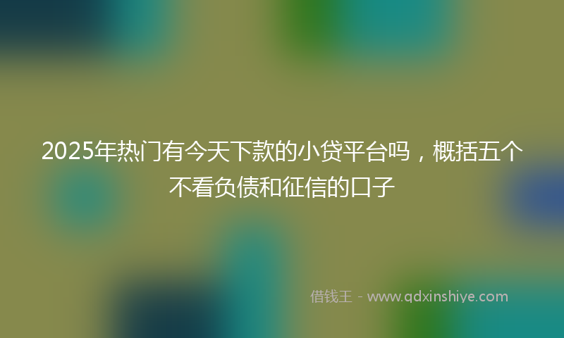 2025年热门有今天下款的小贷平台吗，概括五个不看负债和征信的口子