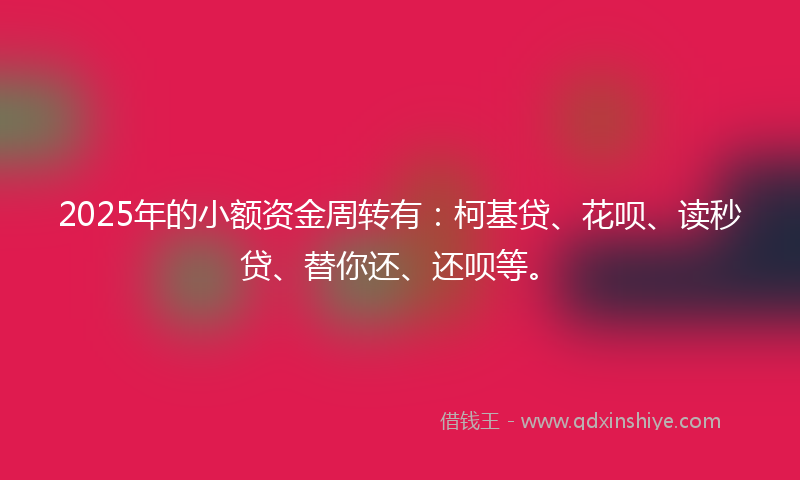 2025年的小额资金周转有：柯基贷、花呗、读秒贷、替你还、还呗等。