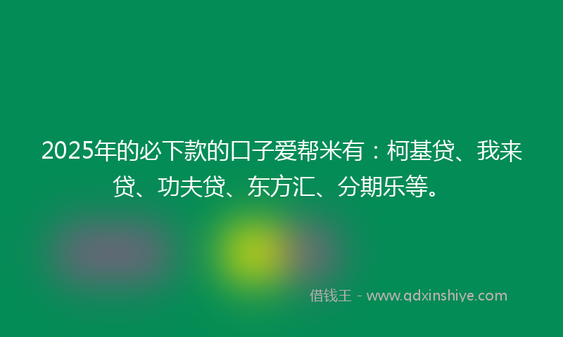 2025年的必下款的口子爱帮米有：柯基贷、我来贷、功夫贷、东方汇、分期乐等。