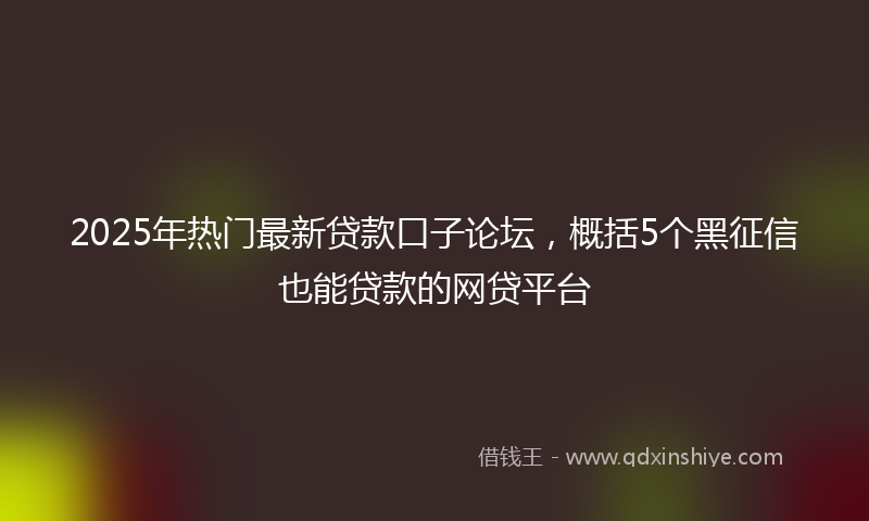 2025年热门最新贷款口子论坛，概括5个黑征信也能贷款的网贷平台