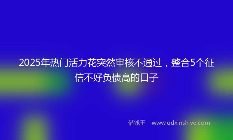 2025年热门活力花突然审核不通过，整合5个征信不好负债高的口子
