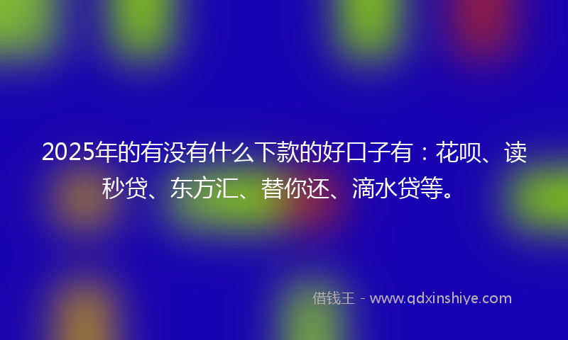 2025年的有没有什么下款的好口子有：花呗、读秒贷、东方汇、替你还、滴水贷等。