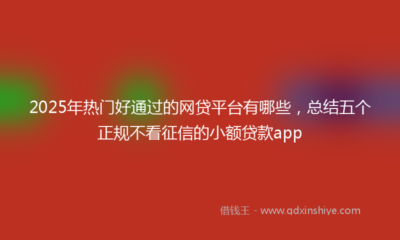 2025年热门好通过的网贷平台有哪些，总结五个正规不看征信的小额贷款app