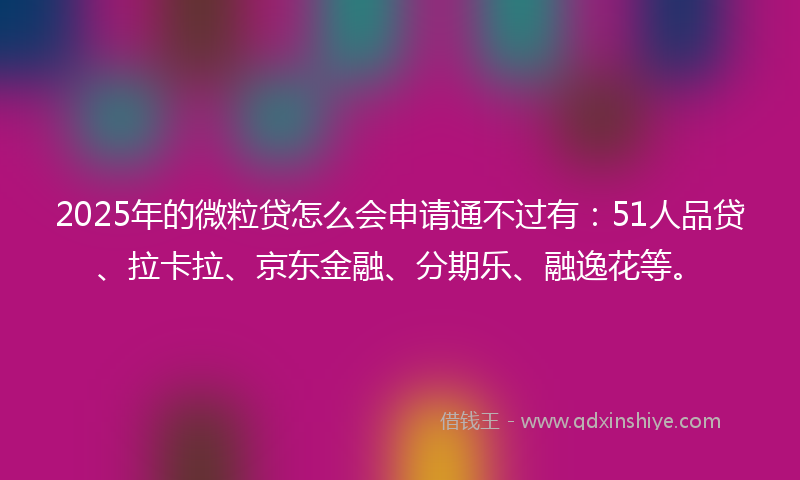 2025年的微粒贷怎么会申请通不过有：51人品贷、拉卡拉、京东金融、分期乐、融逸花等。