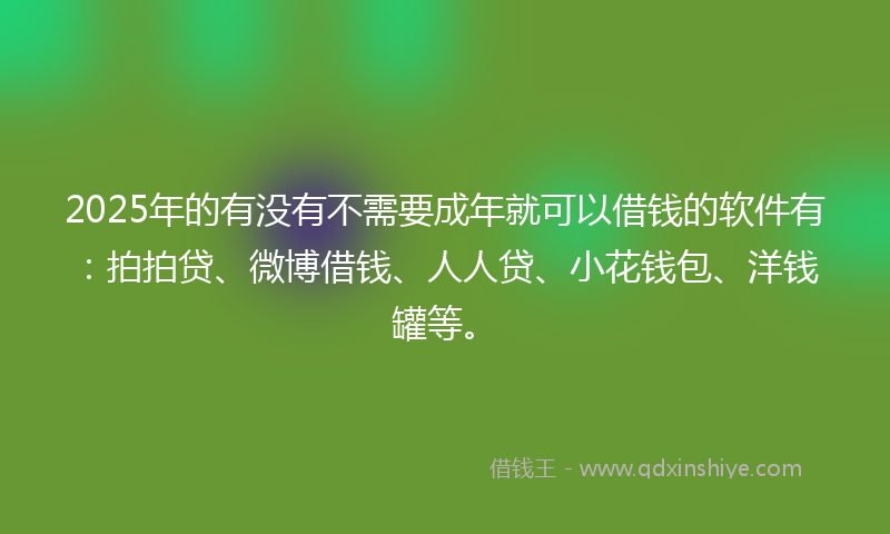 2025年的有没有不需要成年就可以借钱的软件有：拍拍贷、微博借钱、人人贷、小花钱包、洋钱罐等。