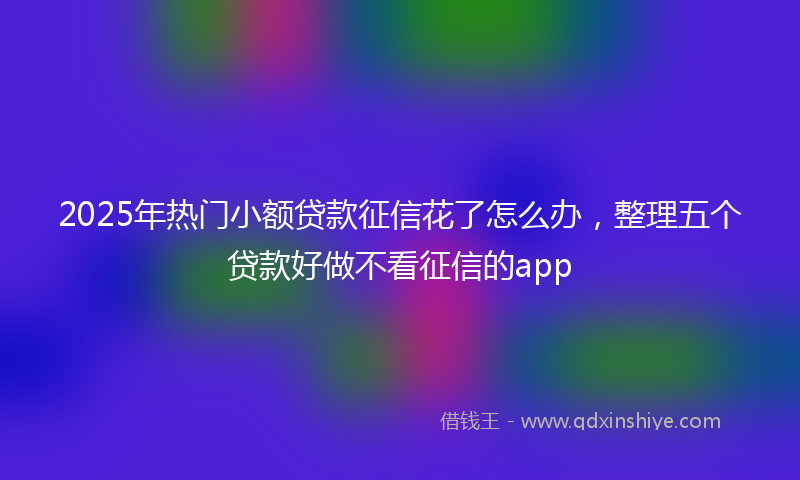 2025年热门小额贷款征信花了怎么办，整理五个贷款好做不看征信的app