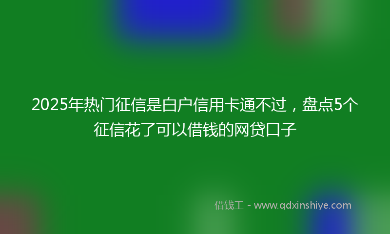 2025年热门征信是白户信用卡通不过，盘点5个征信花了可以借钱的网贷口子