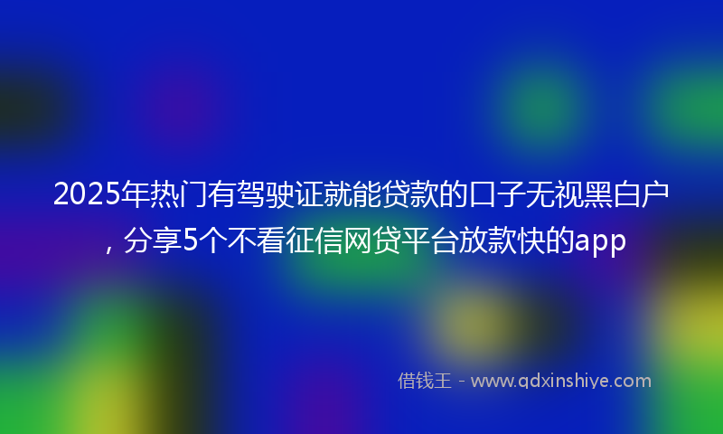 2025年热门有驾驶证就能贷款的口子无视黑白户，分享5个不看征信网贷平台放款快的app