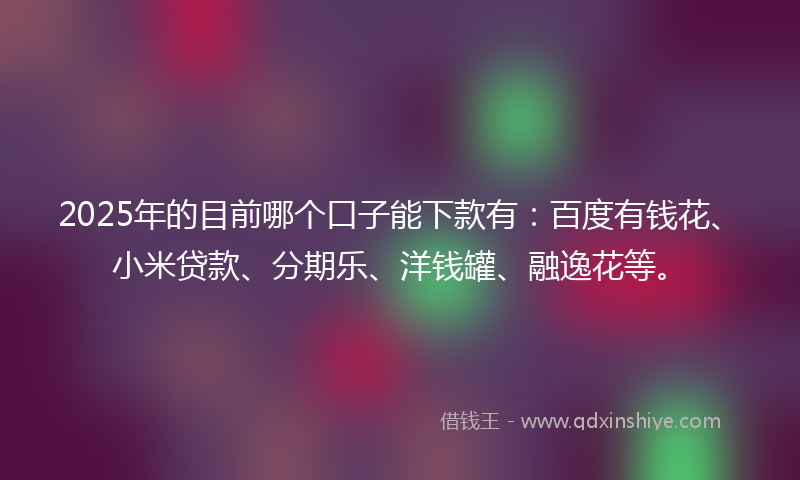 2025年的目前哪个口子能下款有：百度有钱花、小米贷款、分期乐、洋钱罐、融逸花等。