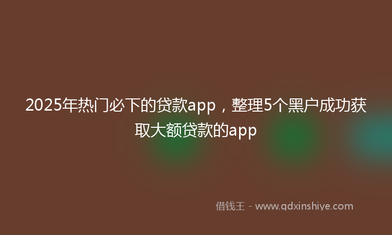 2025年热门必下的贷款app，整理5个黑户成功获取大额贷款的app