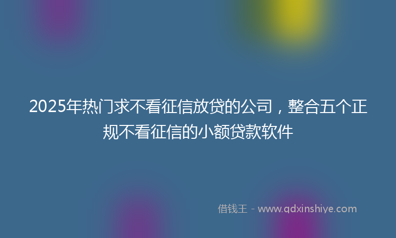 2025年热门求不看征信放贷的公司，整合五个正规不看征信的小额贷款软件