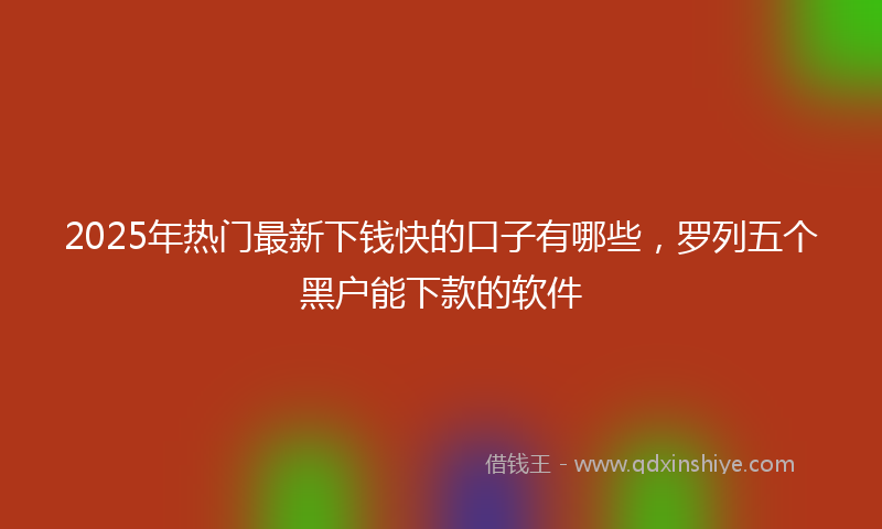 2025年热门最新下钱快的口子有哪些，罗列五个黑户能下款的软件
