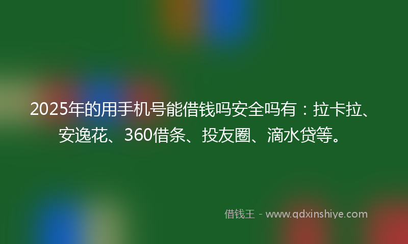 2025年的用手机号能借钱吗安全吗有：拉卡拉、安逸花、360借条、投友圈、滴水贷等。