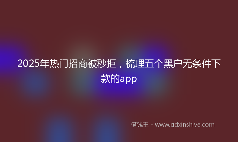 2025年热门招商被秒拒，梳理五个黑户无条件下款的app